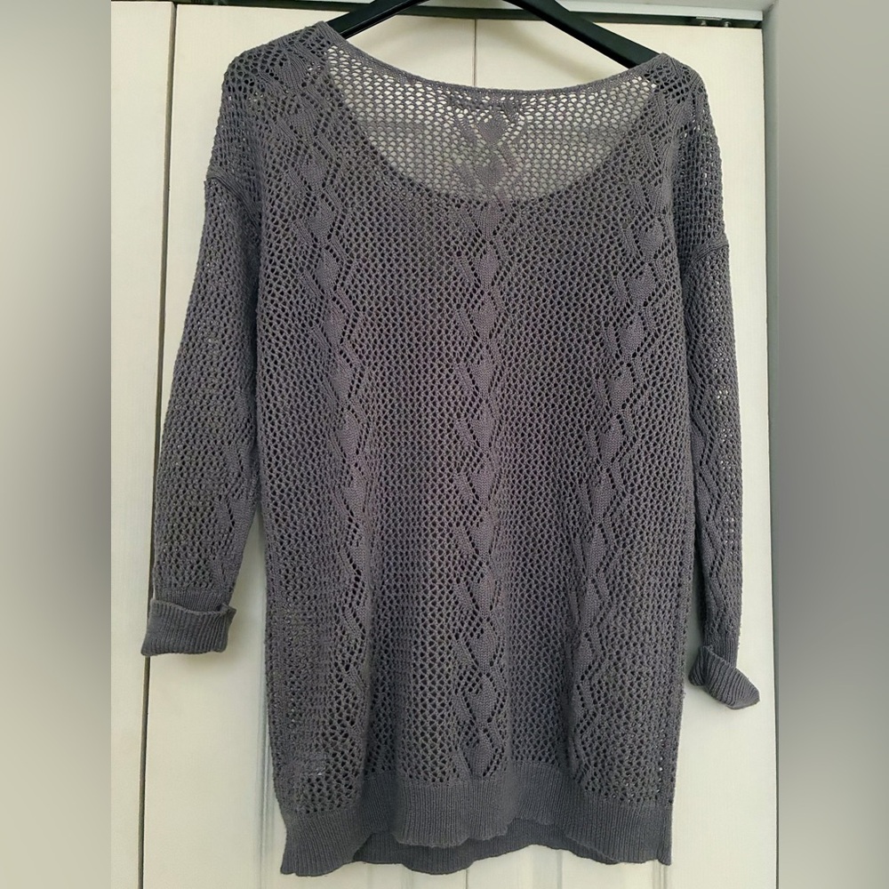 Rubbish Open-Knit Gray Sweater